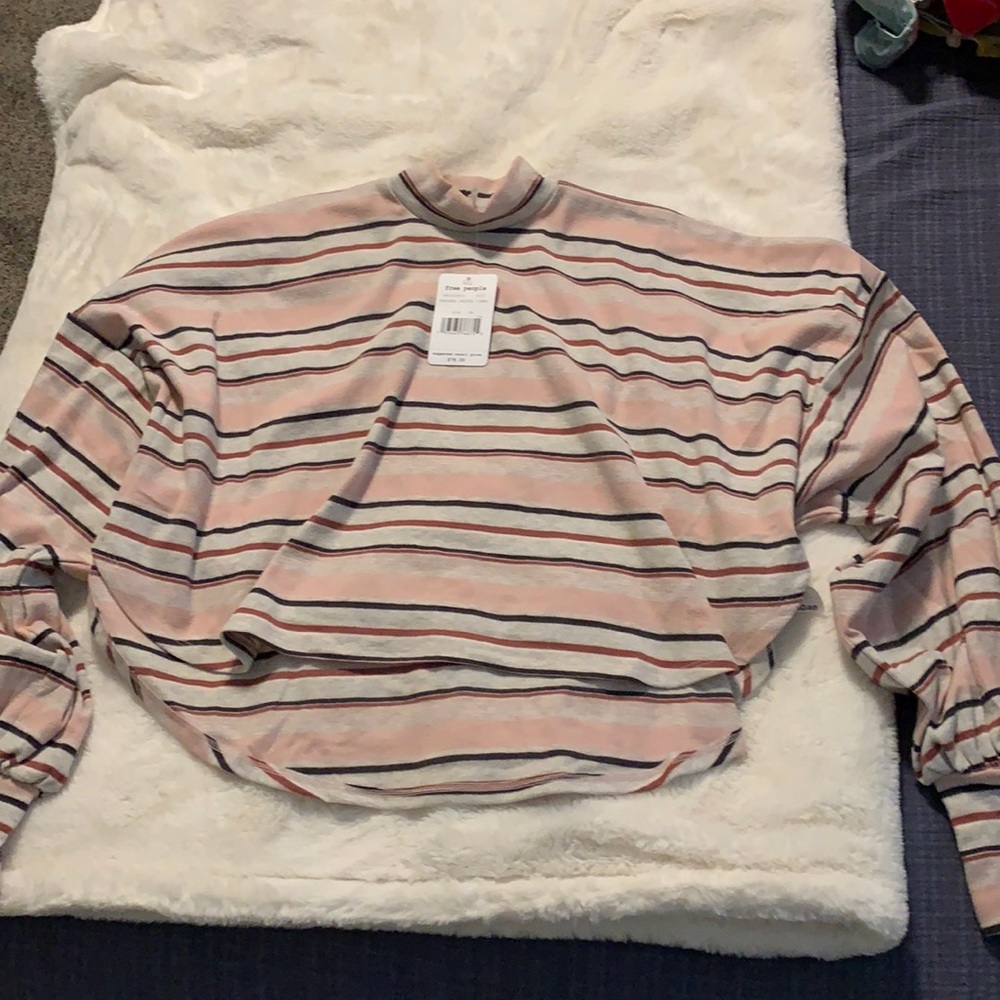 FREE PEOPLE STRIPED CROP LONG SLEEVE SZ XS NWT